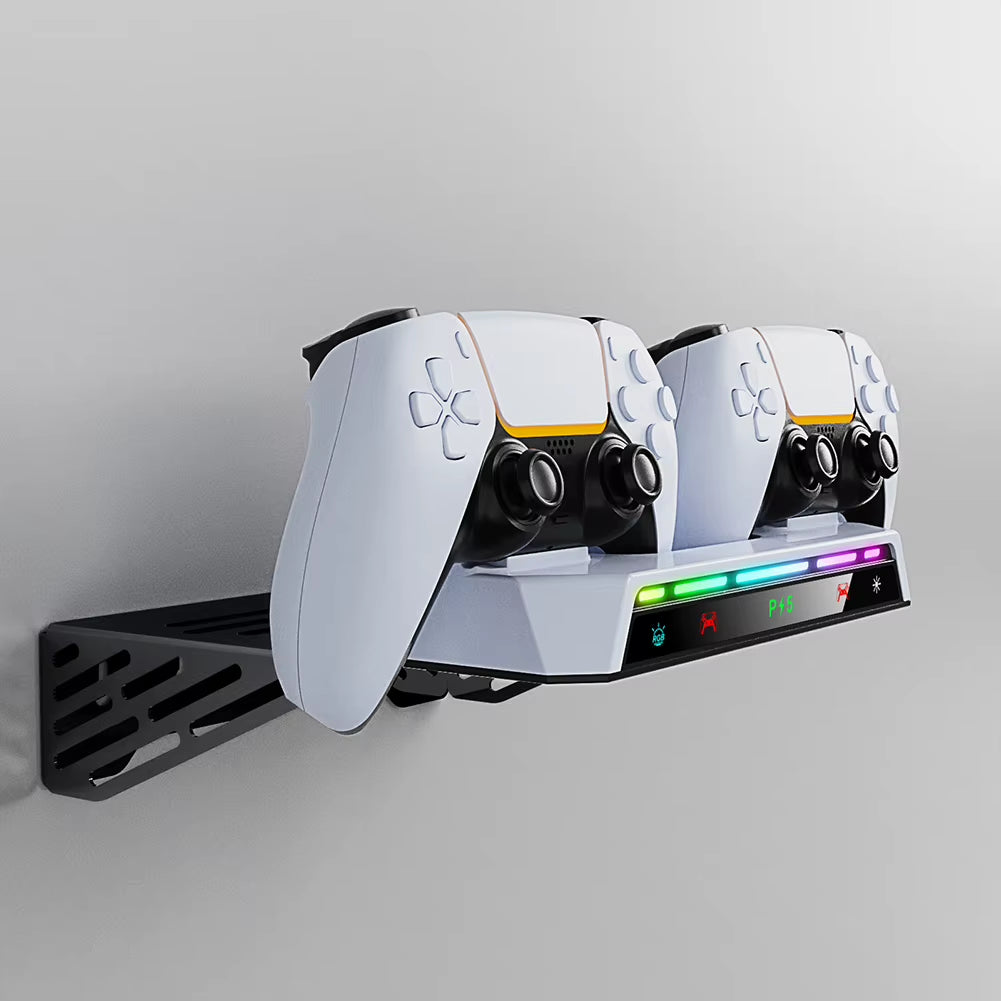 Wall Mount Kit & Charging Station W/ Headset Holder Metal Wall Hanging Charger Stand for PS5 and PS5 Slim Disc & Digital Version