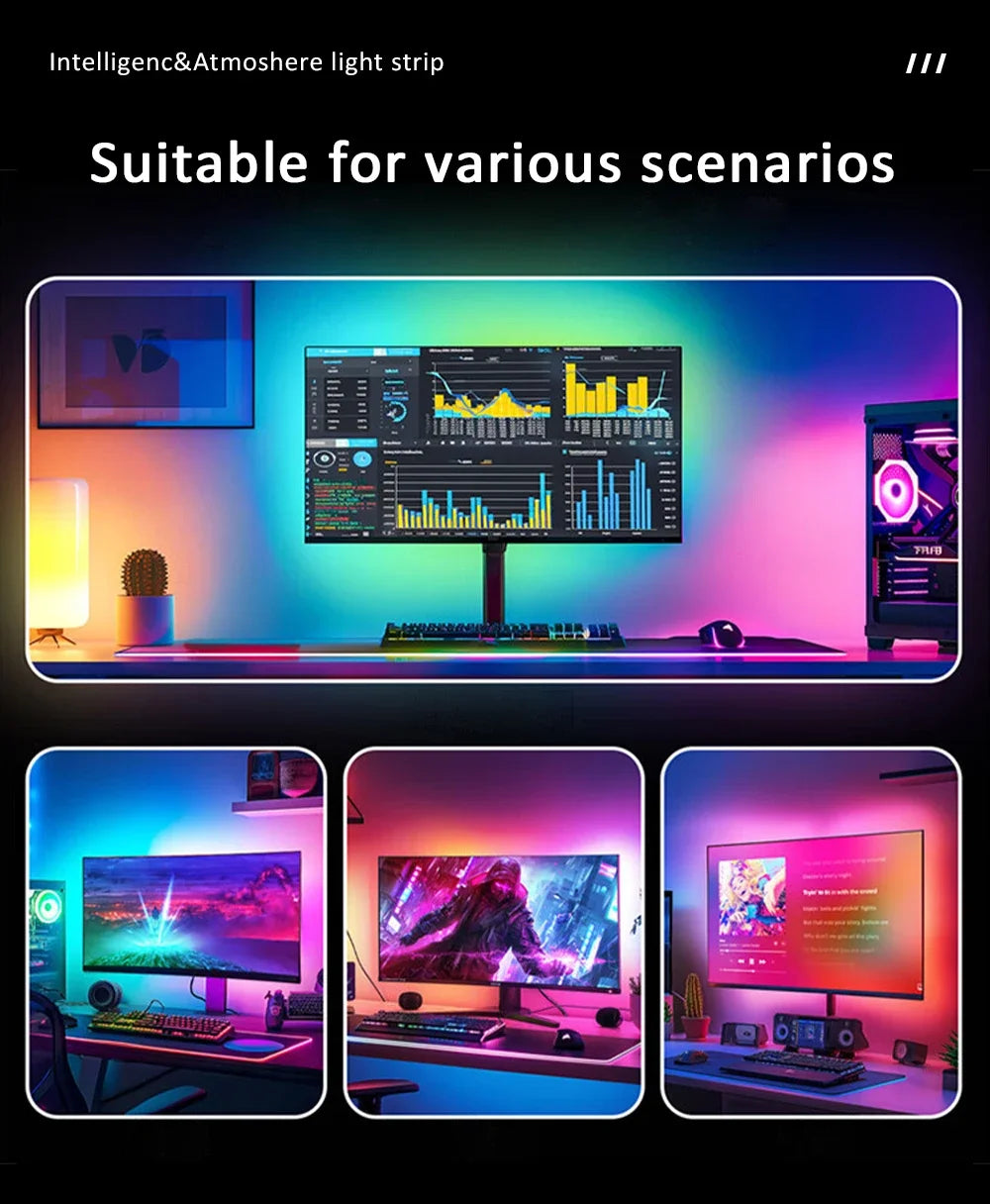 USB Computer Sync Light Strip PC Strip Lights 24 27 32 34 Inch Monitor RGB Screen LED Backlight for Gaming Room Atmosphere Decor