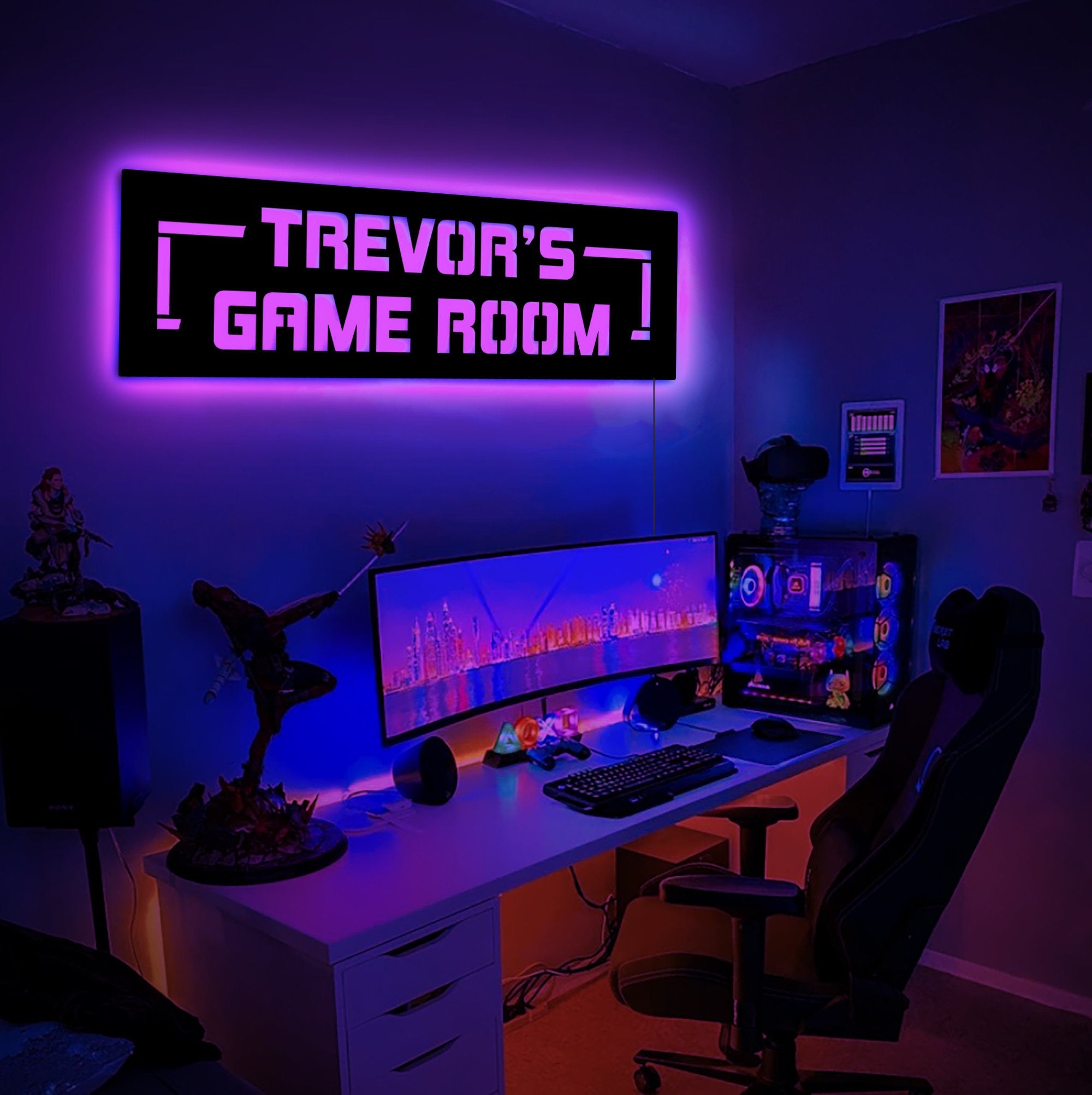 Custom Boys Name Neon Led Wall Panel Decor,Game Room Led Decor,Gamer Room Neon Light,Boys Led Sign,Led Lights for Gaming Room,Birthday Gifts