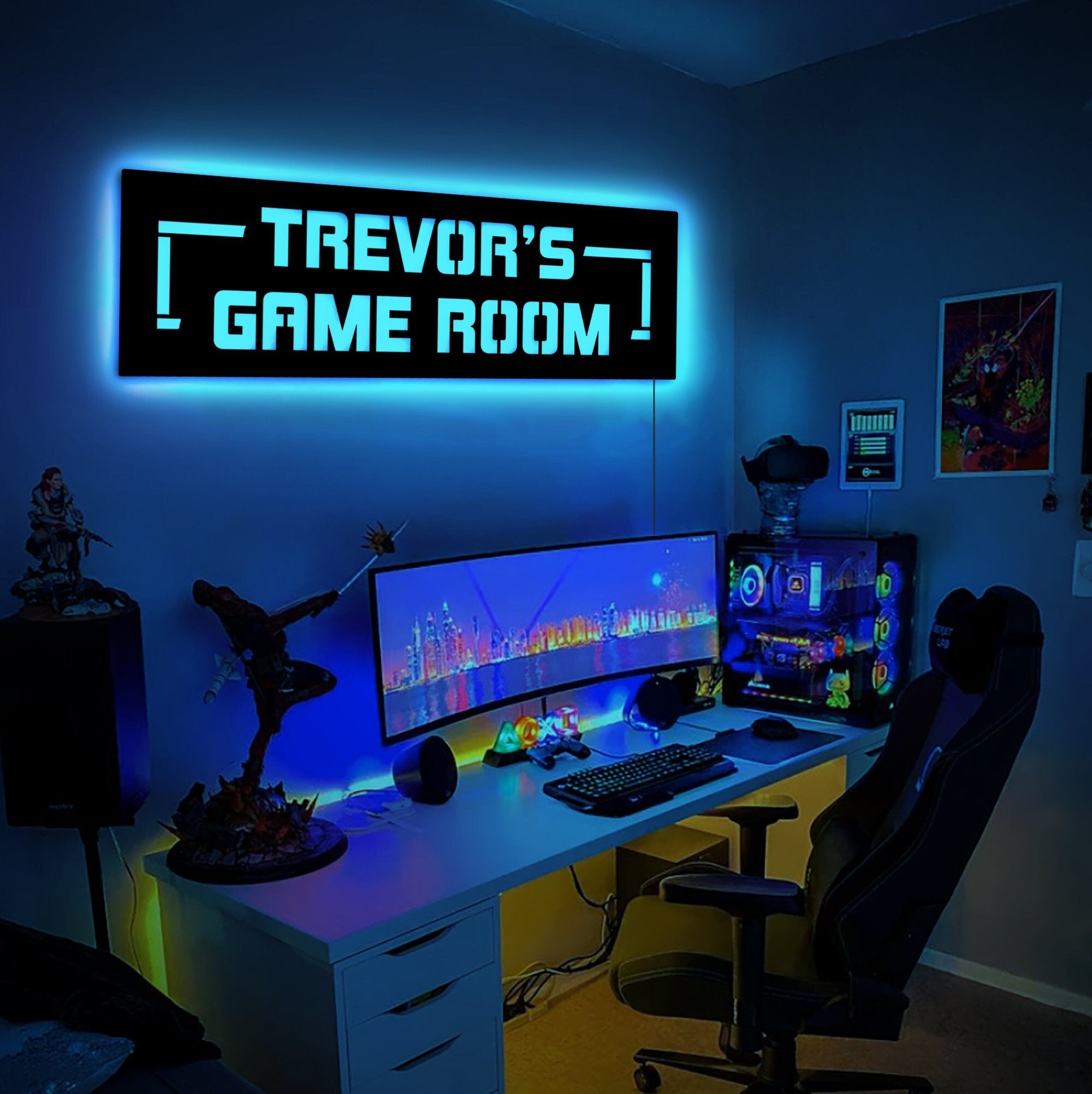 Custom Boys Name Neon Led Wall Panel Decor,Game Room Led Decor,Gamer Room Neon Light,Boys Led Sign,Led Lights for Gaming Room,Birthday Gifts